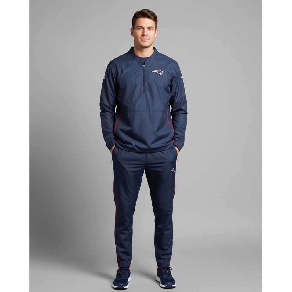 New England Patriots Nike NFL On-Field 1/4 Zip Pullover Jacket Mens Medium Blue